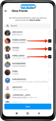 کلوز فرند اینستاگرام - انتخاب کاربر